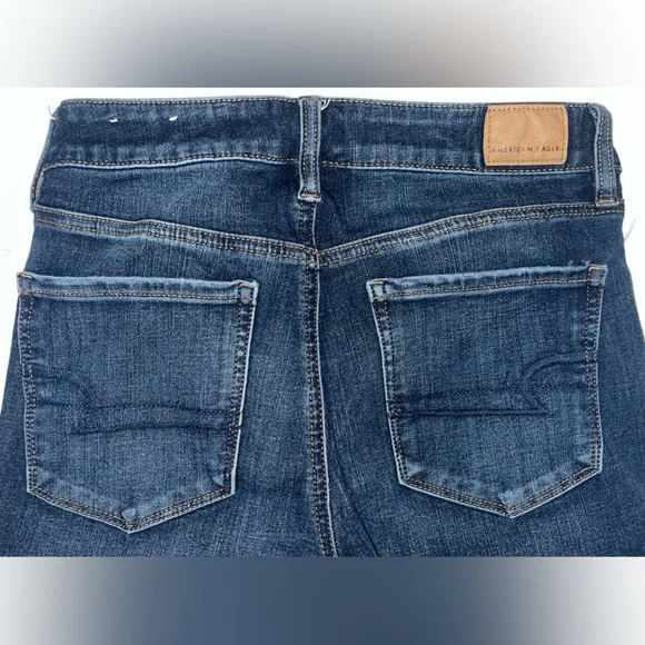 American Eagle Outfitters Dark Blue Ripped Skinny Jeans - Picture 3 of 4
